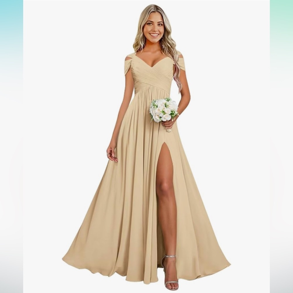 Champagne chiffon Bridesmaid dress - Size 0